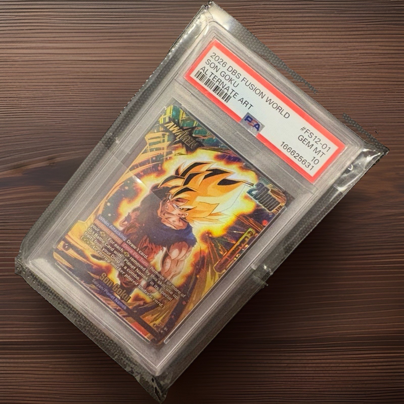 Bandai DBS Fusion World Son Goku FS12-01 Alt Art Foil EN PSA 10