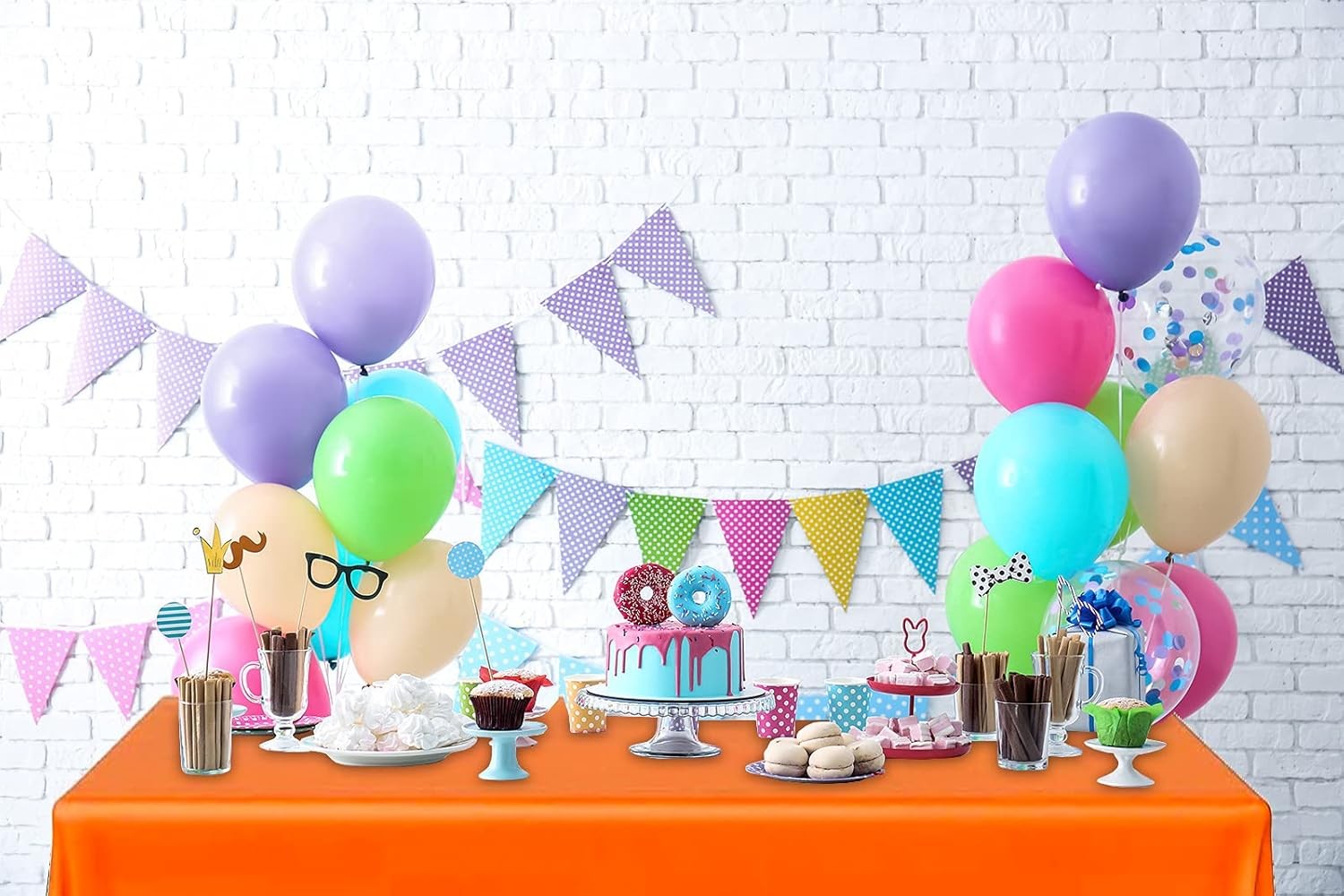 DecorRack 2 Rectangular Tablecloths BPA-Free Plastic, 54 x 108 2 Pack, Orange 