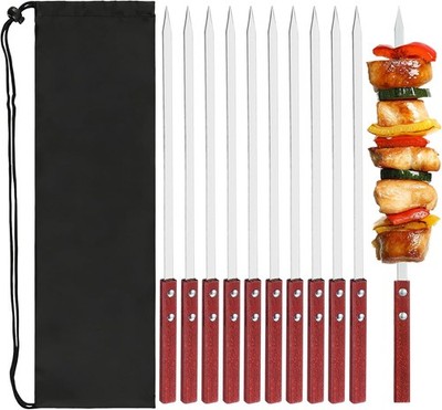 10 Stück 35 cm Schaschlikspieße Edelstahl, Adana Spieße, 1cm Breit