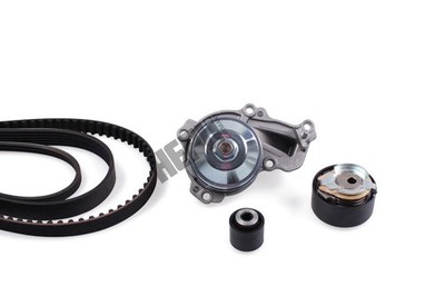 Wasserpumpe + Zahn-/Keilrippenriemensatz HEPU PK09081 für CROSSLAND PEUGEOT OPEL
