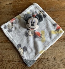 Disney Baby Mickey Mouse Teether Blanket White Gray Soft Lovey Security Blanket
