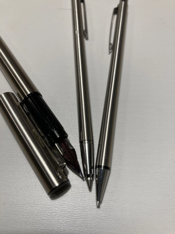 Vintage Pilot pen mechanical pencil fountain pen set stainless steel - Image 2 of 4