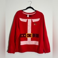 Holiday Time Red Santa Suit Pullover Crew Sweater Size XL