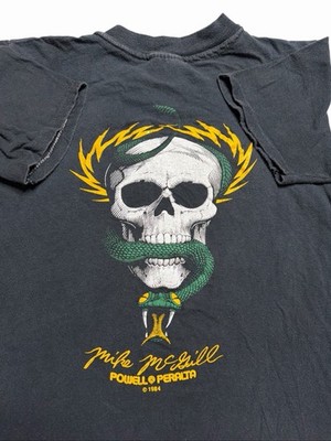 Vintage Powell Peralta Mike McGill Skate Tee Faded Black Size S 1984 1980s