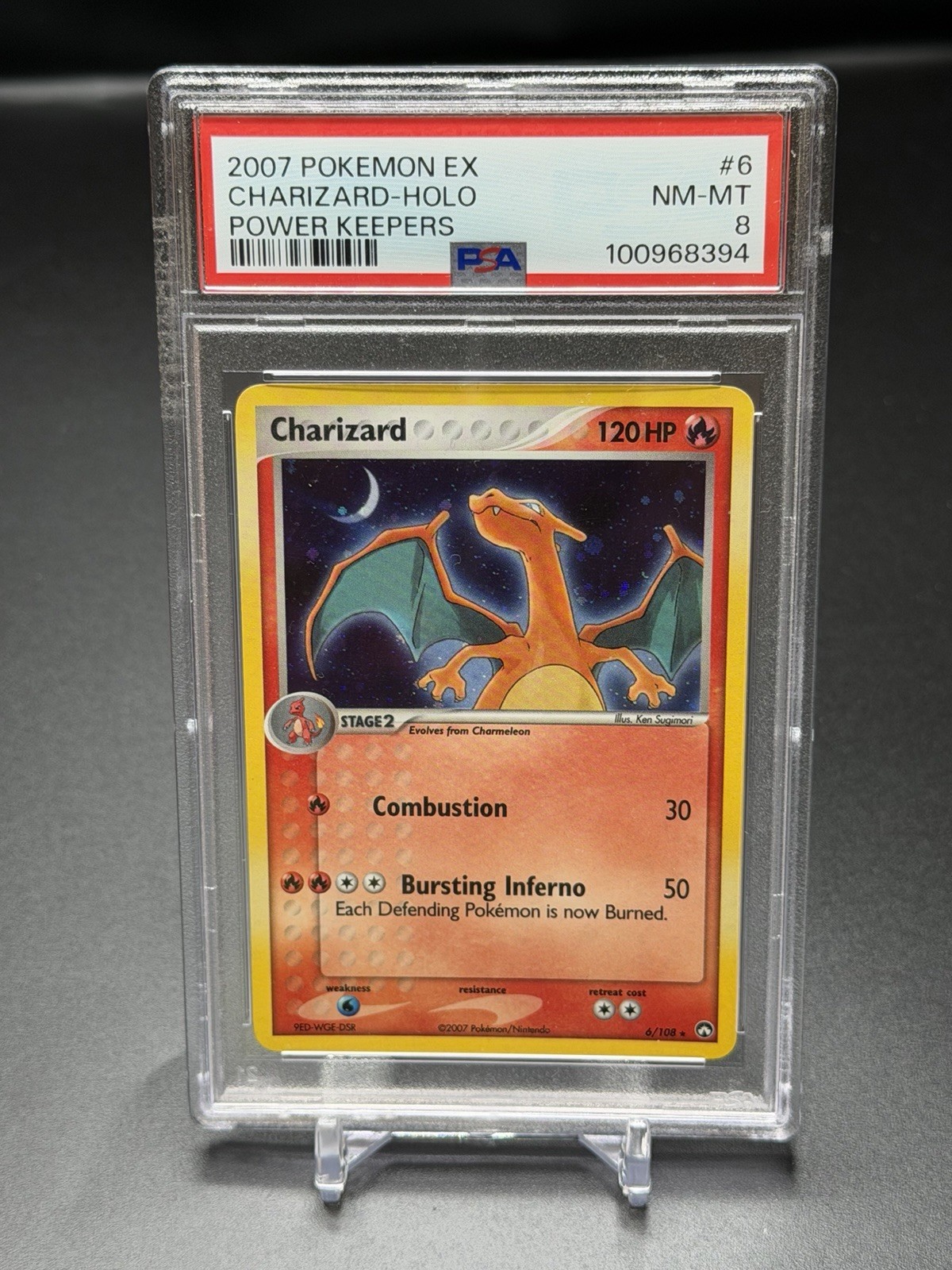 2007 POKEMON EX POWER KEEPERS #6 CHARIZARD-HOLO PSA 8