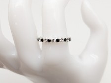 Designer BLACK ONYX  CZ Sterling Silver Eternity Band Ring SZ 7.5