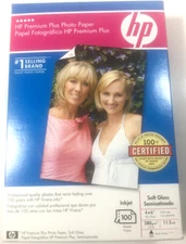NEW HP Q6564A Premium Plus Photo Paper Semi Soft Gloss 4" x 6" 100 Sheets SEALED