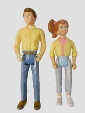 Vintage Playskool Dollhouse Father Dad & Girl w Ponytail 6" doll action figure