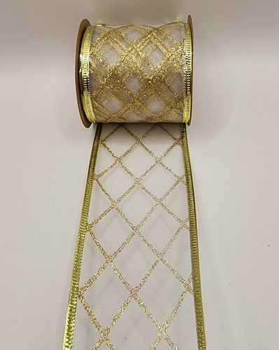 Christmas Holiday Wired Organza Ribbon Gold - 2-1/2-Inch 6 rolls of 6 Yards each - Picture 6 of 16