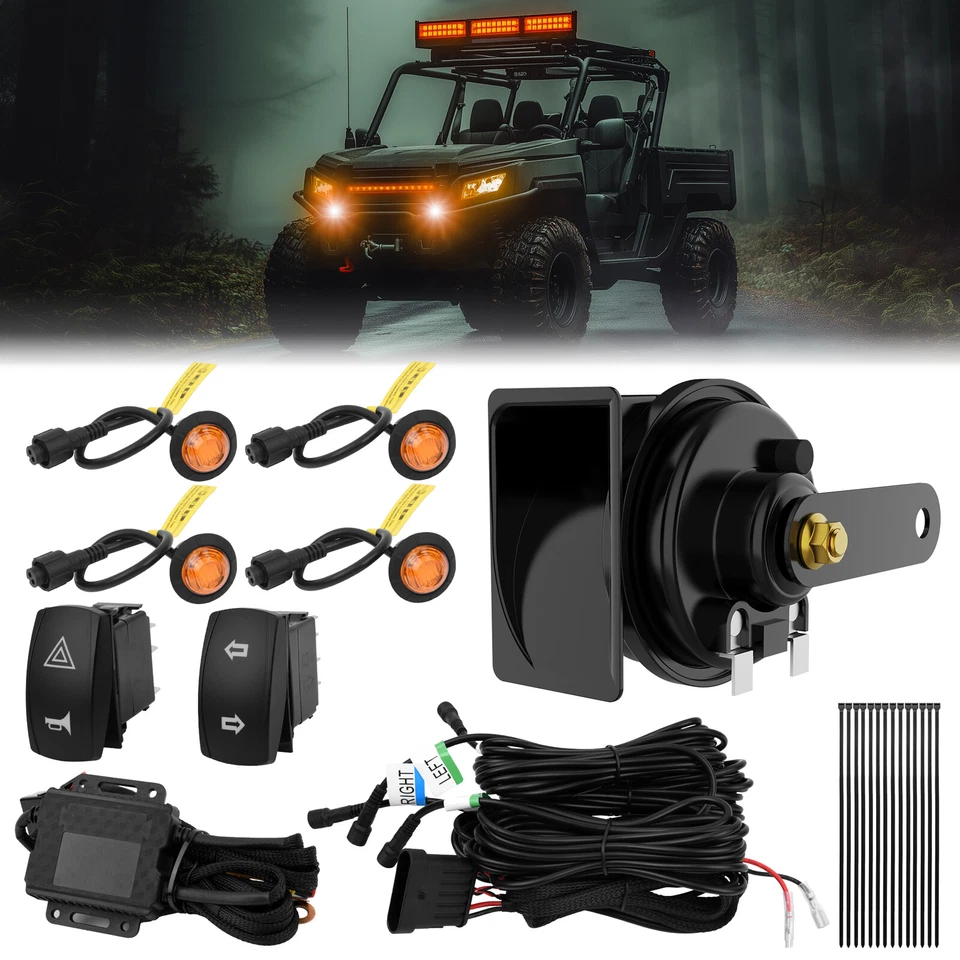 UTV Turn Signal Kit w/ 110D Horn Street Legal Universal for Polaris Ranger RZR - Image 2 of 4