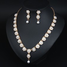 Women Crystal Pendant Necklace Earrings Bracelet Ring Jewelry Set Christmas Gift