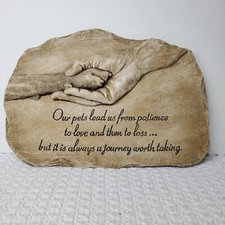 Evergreen Garden Dog Paw in Hand Devotion Painted Resin Stone In Memory Fur Baby