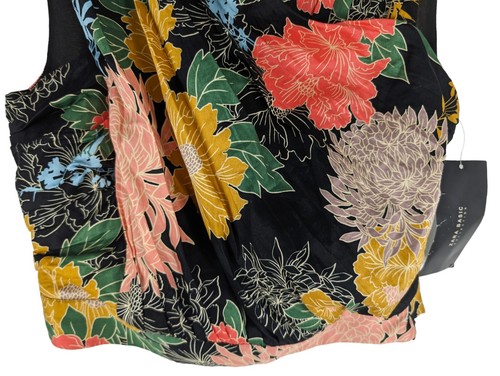Zara Wrap Cropped Top, Floral Print Pleated Tropical Sleeveless Size M - Picture 4 of 10