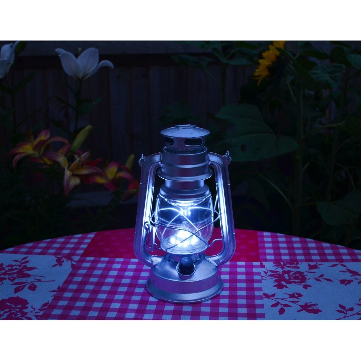 Silver 15 LED HURRICANE LANTERN DIMMER SWITCH CAMPING TENT LIGHT