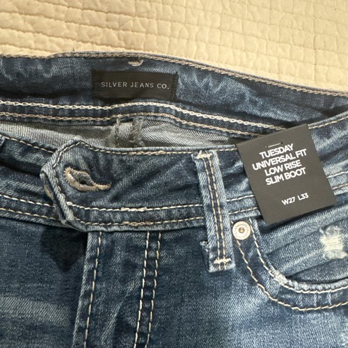 Silver Jeans Girls Size W27/L33 Tuesday Low Rise Slim Boot stretch Indigo - Picture 5 of 6