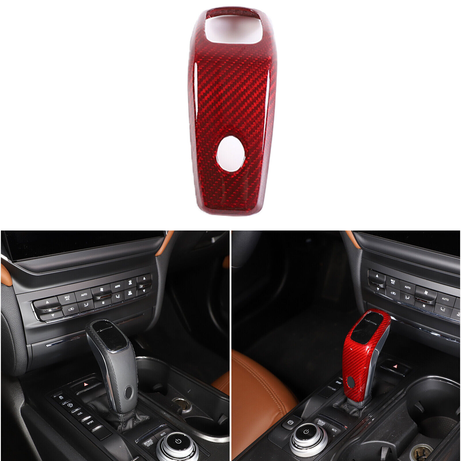 Red Carbon Fiber Gear Shift Knob For Maserati Ghibli Quattroporte 2019+