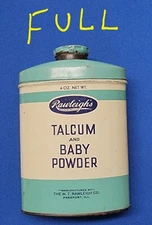 Rawleigh's Talcum Baby Powder Tin Container W. T. Rawleigh Co Vintage Full
