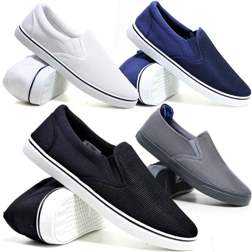 Mens Slip On Casual Canvas Espadrilles Deck Plimsolls Trainers Pumps