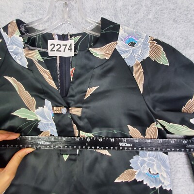 Vtg 60s Nani of Hawaii Dress Sz S M Kimono Shift Floral Vneck Frog