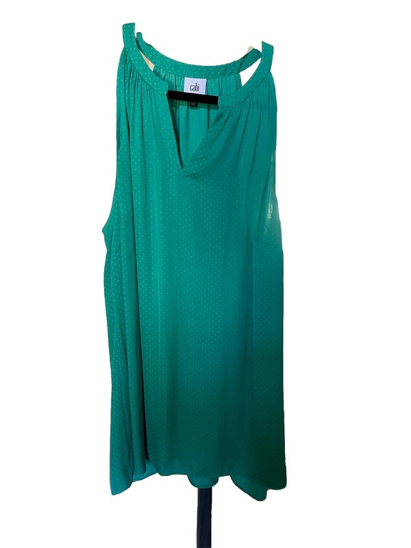 Cabi Style 5549 Lush Green Polka Dot Halter  Racer back Tank - Size Large