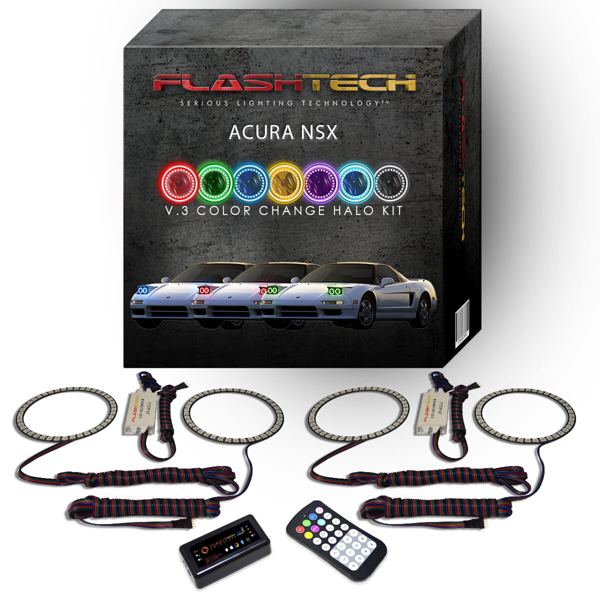 RGB Multi Color Bluetooth LED Halo Ring kit for 1991-2001 Acura NSX Headlights