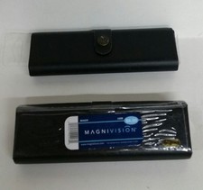 Lot of 2 Black Magnivision Rectangle Shape Sun/Reading Glasses Hard Cases NEW