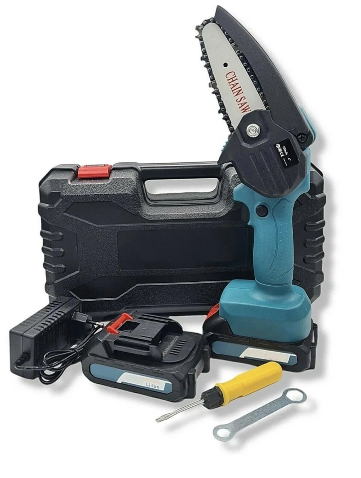 MAKOTA Mini motosega a batteria 2 Batterie Elettrosega elettrica tagliarami + valigia