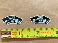 Vans "Off The Wall" skateboard mini sticker decal, qty 2, genuine, 1-1/8" x 1/2"