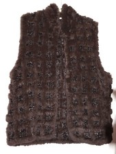Don Rakow women's faux fur sleeveless cardigan vest sz M/L Dark brown