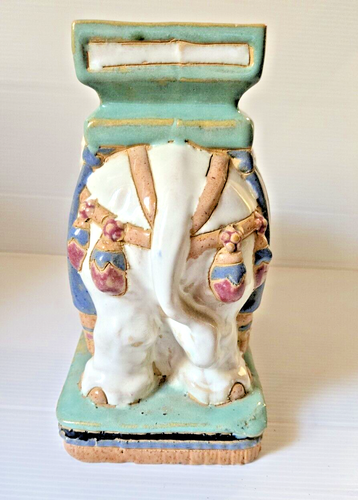 Beautiful Antique Chinese Elephant Clay Pottery Statue Plant Stand Handpainted. - Picture 7 of 16