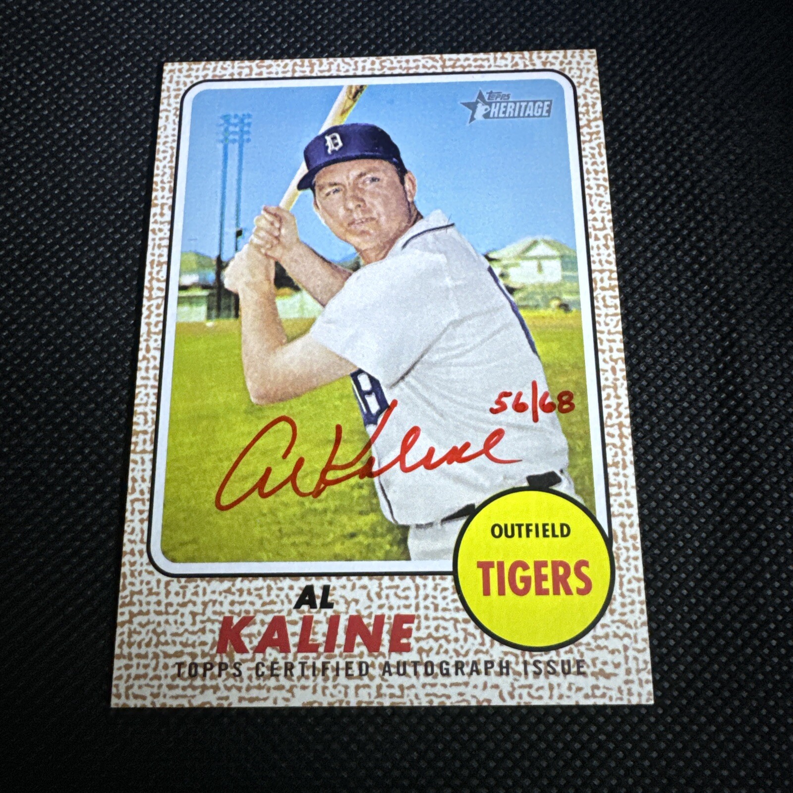 2017 Topps Heritage Real One Autograph:  Al Kaline:  Red Ink : ROA-AK : 56/68