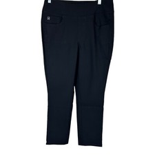 Belle by Kim Gravel Women's Sateen Twill Slim Straight Leg Pants Black 12 Size