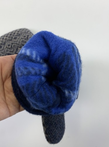 Handmade Navy Blue Button Mittens Wool Felt Fleece Lined Unbranded Boutique - Picture 5 of 5