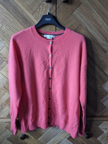 Boden 100% Cashmere Coral Cardigan UK 8 Round Neck Black Buttons - Barely Worn - Picture 3 of 5