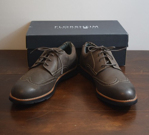 Zapatos Oxford Florsheim para hombre con punta de ala marrón loco cuero caballo 12 D - Imagen 2 de 11