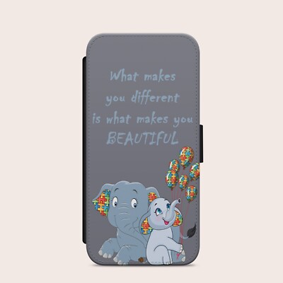 AUTISM AWARENESS FLIP WALLET HANDYHÜLLE FÜR IPHONE SAMSUNG PIXEL BABY ELEFANT