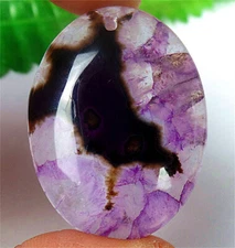 42x32x7mm Purple and Black Druzy Geode Agate Oval Pendant Bead BQ67661