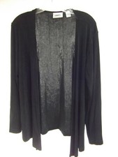 Chicos Travelers cardigan open jacket top sz 1 8 black slinky side slits MINT