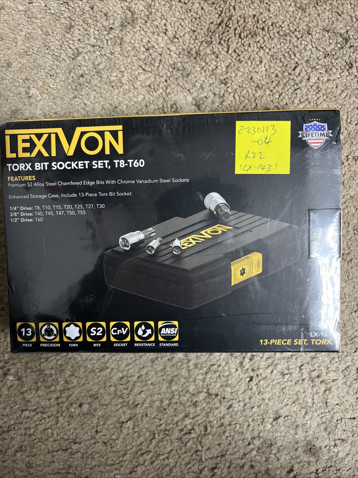 LEXIVON Torx Bit Socket Set, Premium S2 Alloy Steel | 13-Piece Star T8 - T60 Set