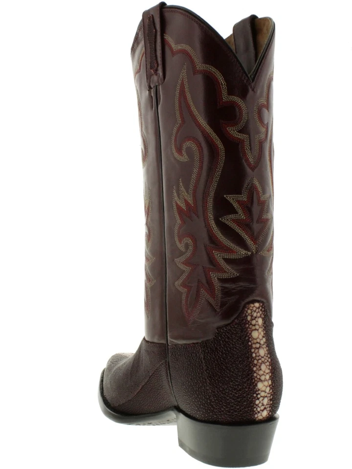 Bota de cuero occidental para hombre borgoña piel de raya genuina ropa de rodeo talla 13 Foto 4 de 4