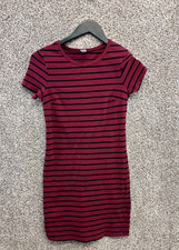 Old Navy T-Shirt Dress Red/Black Stripes Short Sleeve Knit Stretch Dress Size XS