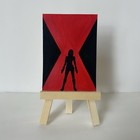 ACEO Original Art Card Acrylic Painting 2.5x3.5 Marvel Black Widow Silhouette — photo 2