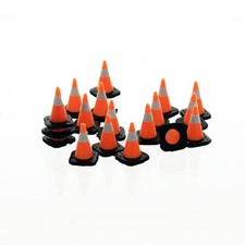 1/64 Orange Traffic Cones with Black Bases White Stripes 18 Pack 3D 64-110-3C
