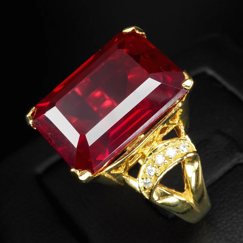 Glamorosos anillos hechos a mano de turmalina rubelita roja de 23,85 quilates de plata de ley 925 Foto 4 de 4