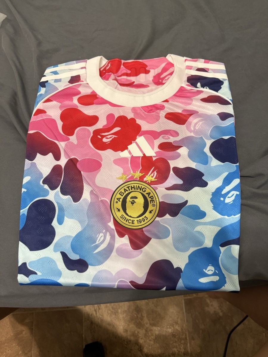 BAPE x Adidas Football Jersey- Blue/Pink | eBay