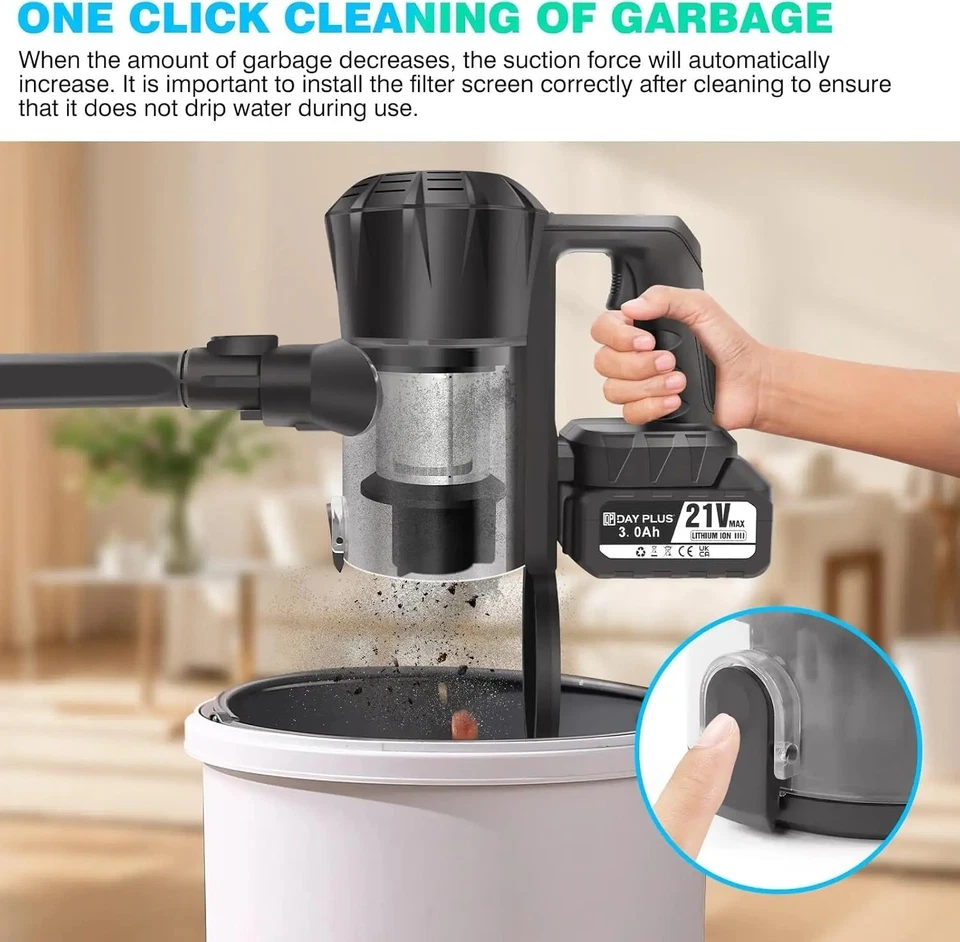 6000W 6 in 1 Upright Stick Power Vacuum Cleaner Cordless Bagless Handheld Hoover - Image 4 of 4