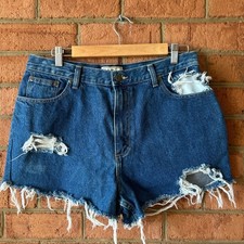 Vintage L.L. Bean Women  s Distressed Denim High Rise Jean Shorts Size 16