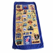 Vintage 1990s NBA Basketball Teams Beach Towel 57x28 Vivid Bulls Lakers Celtics