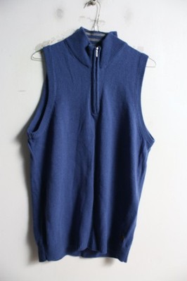 Colin Montgomerie Mens Pure Wool Zip Neck Sleeveless Jumper - Blue - Small (d51)