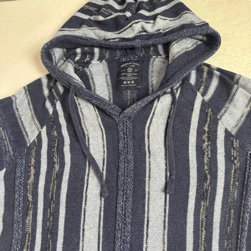 American Eagle Mens Blue Striped Baja Hoodie Knit Cotton Sweater Size M YEAR2014 image 11